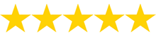 Five-Star Customer Rating Highlighting TurFresh Artificial Turf Services Five gold stars representing a top-rated customer review for TurFresh turf service.