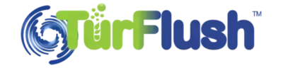 TurfFlush logo for TurFresh deep flush artificial turf cleaning treatment TurfFlush logo representing a TurFresh product that deeply flushes and cleans artificial turf and infill for fresher synthetic grass.